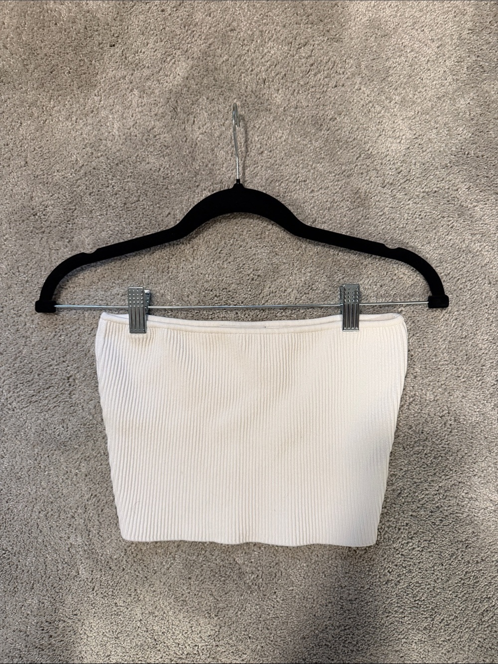 Babaton Cream Ribbed Knit Tube Top